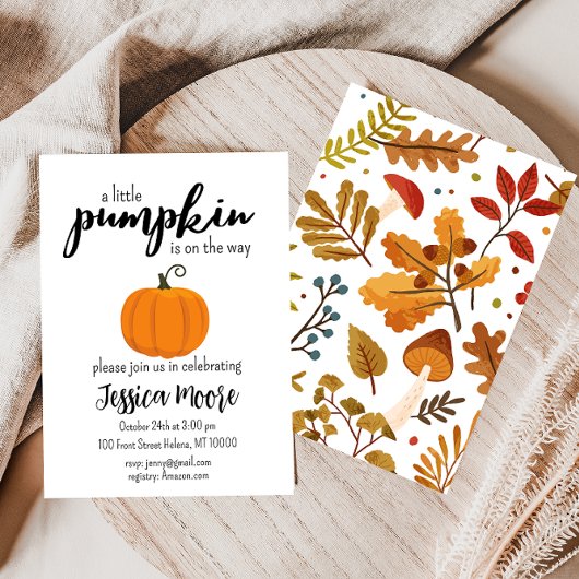 Little Pumpkin Baby shower Invitation Kaart