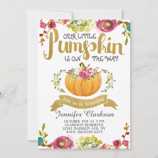 Little Pumpkin Baby shower Invitation Kaart (Voorkant)