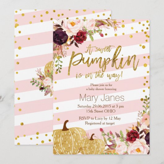 Little Pumpkin Baby shower Invitation Kaart (Voorkant / Achterkant)