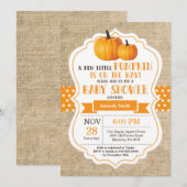 Little Pumpkin Baby shower Invitation Kaart Burlap (Voorkant / Achterkant)