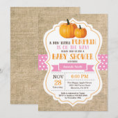 Little Pumpkin Baby shower Invitation Kaart Burlap (Voorkant / Achterkant)
