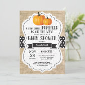 Little Pumpkin Baby shower Invitation Kaart Burlap (Staand voorkant)