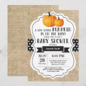 Little Pumpkin Baby shower Invitation Kaart Burlap (Voorkant / Achterkant)