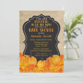 Little Pumpkin Baby shower Invitation Kaart Burlap (Staand voorkant)