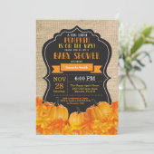 Little Pumpkin Baby shower Invitation Kaart Burlap (Staand voorkant)