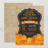Little Pumpkin Baby shower Invitation Kaart Burlap (Voorkant / Achterkant)