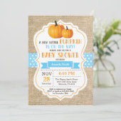 Little Pumpkin Baby shower Invitation Kaart Burlap (Staand voorkant)