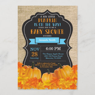 Little Pumpkin Baby shower Invitation Kaart Burlap