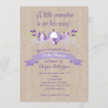 Little Pumpkin Baby shower Invitation - Lavendel