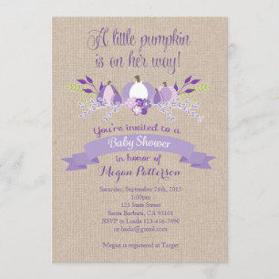 Little Pumpkin Baby shower Invitation- Lavender Kaart