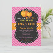 Little Pumpkin Baby shower Invitation Pink Chevron Kaart (Staand voorkant)