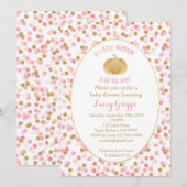 Little Pumpkin Baby shower Invitation - Pink Gold Kaart (Voorkant / Achterkant)