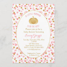 Little Pumpkin Baby shower Invitation - Pink Gold