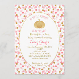 Little Pumpkin Baby shower Invitation - Pink Gold Kaart