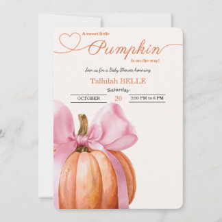 Little Pumpkin Baby shower Invitation – Roze strik Kaart