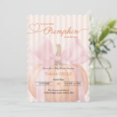 Little Pumpkin Baby shower Invitation – Roze strik Kaart (Staand voorkant)
