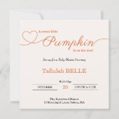 Little Pumpkin Baby shower Invitation – Roze strik Save The Date (Voorkant)