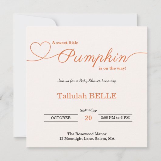 Little Pumpkin Baby shower Invitation – Roze strik Save The Date (Voorkant)