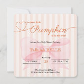 Little Pumpkin Baby shower Invitation – Roze strik Save The Date (Voorkant)