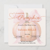 Little Pumpkin Baby shower Invitation – Roze strik Save The Date (Voorkant)
