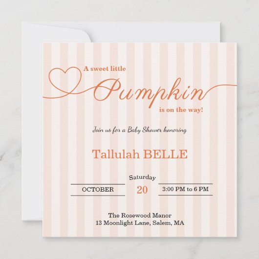 Little Pumpkin Baby shower Invitation – Roze strik Save The Date (Voorkant)