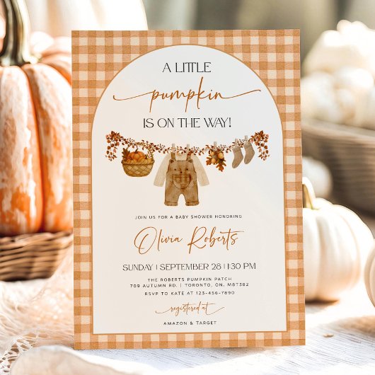 Little Pumpkin Baby shower Invitation Sjabloon Kaart
