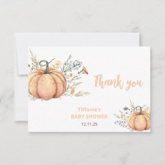 Little Pumpkin Baby shower Invitation | thema herf Bedankkaart (Voorkant)