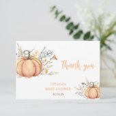 Little Pumpkin Baby shower Invitation | thema herf Bedankkaart (Staand voorkant)