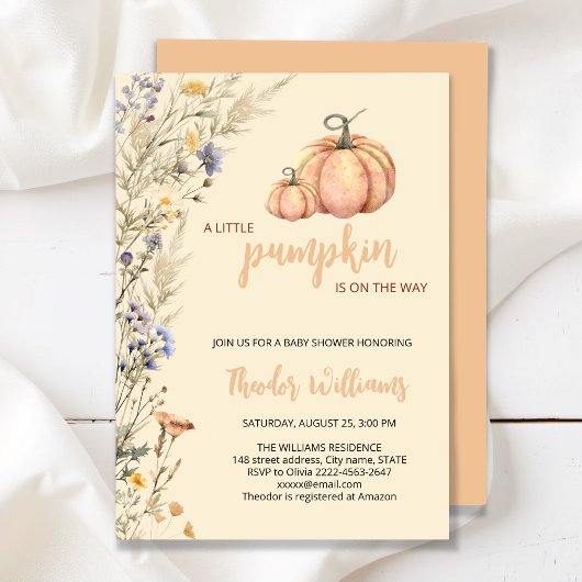 Little Pumpkin Baby shower Invitation | thema herf Kaart