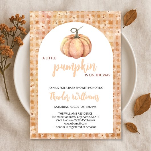 Little Pumpkin Baby shower Invitation | thema herf Kaart