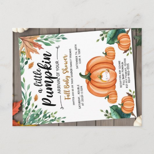 Little Pumpkin Baby shower Invitation Uitnodiging Briefkaart (Voorkant)