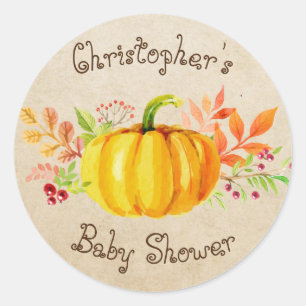 Little Pumpkin Baby Shower Jute Sticker