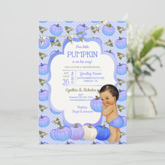 Little Pumpkin Baby Shower Medium Brunette Kaart (Staand voorkant)