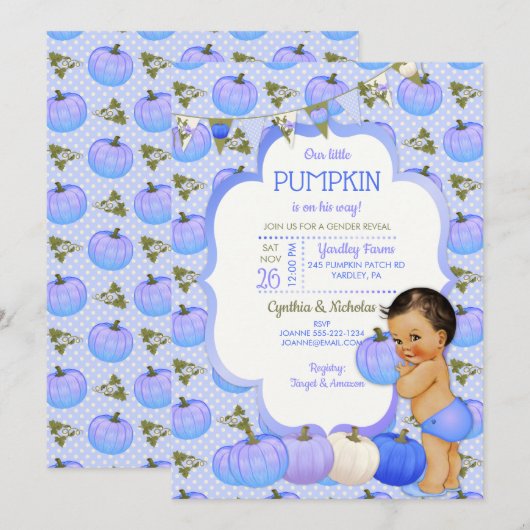 Little Pumpkin Baby Shower Medium Brunette Kaart (Voorkant / Achterkant)
