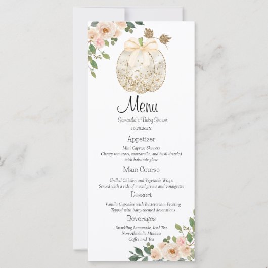Little Pumpkin Baby Shower Menu Card (Voorkant)