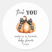 Little Pumpkin Baby shower Minimalism Ronde Sticker (Voorkant)