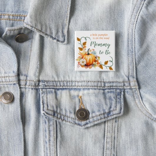 Little Pumpkin Baby shower Pin - aangepaste titels Vierkante Button 5,1 Cm (In situ)