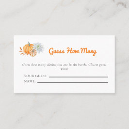 Little Pumpkin Baby shower Raad eens hoeveel spell Plaatskaartje