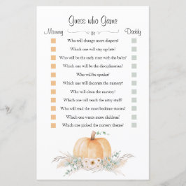 Little Pumpkin Baby shower "Raad eens wie" spel