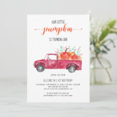 Little Pumpkin Baby shower Red Truck Herfst Autumn Kaart (Staand voorkant)