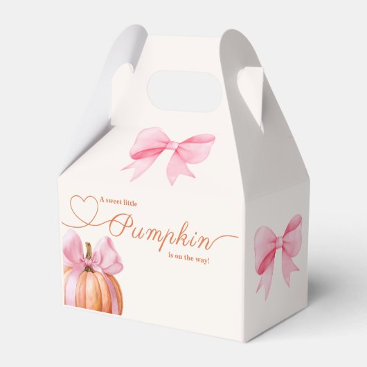 Little Pumpkin Baby shower – Roze Bow Herfst Bedankdoosjes (Voorkant Zijde)
