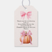 Little Pumpkin Baby shower – Roze Bow Herfst Cadeaulabel (Achterkant)