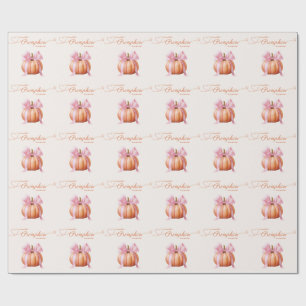 Little Pumpkin Baby shower – Roze Bow Herfst Cadeaupapier