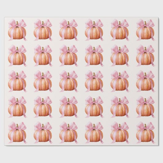 Little Pumpkin Baby shower – Roze Bow Herfst Cadeaupapier (Vlak)