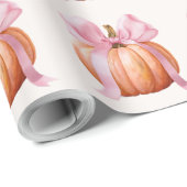 Little Pumpkin Baby shower – Roze Bow Herfst Cadeaupapier (Rol Hoek)