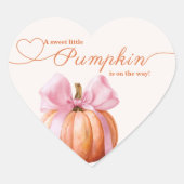 Little Pumpkin Baby shower – Roze Bow Herfst Hart Sticker (Voorkant)