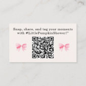 Little Pumpkin Baby shower – Roze Bow Herfst Plaatskaartje (Achterkant)
