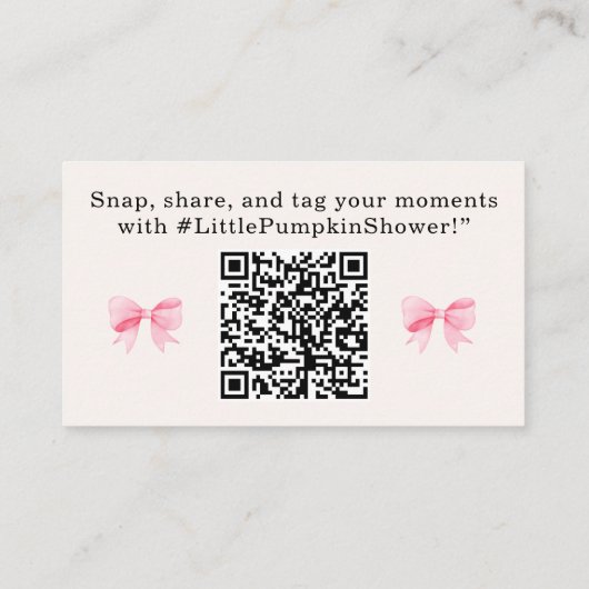 Little Pumpkin Baby shower – Roze Bow Herfst Plaatskaartje (Achterkant)
