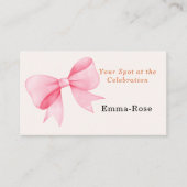 Little Pumpkin Baby shower – Roze Bow Herfst Plaatskaartje (Voorkant)