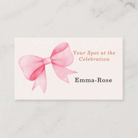 Little Pumpkin Baby shower – Roze Bow Herfst Plaatskaartje (Voorkant)